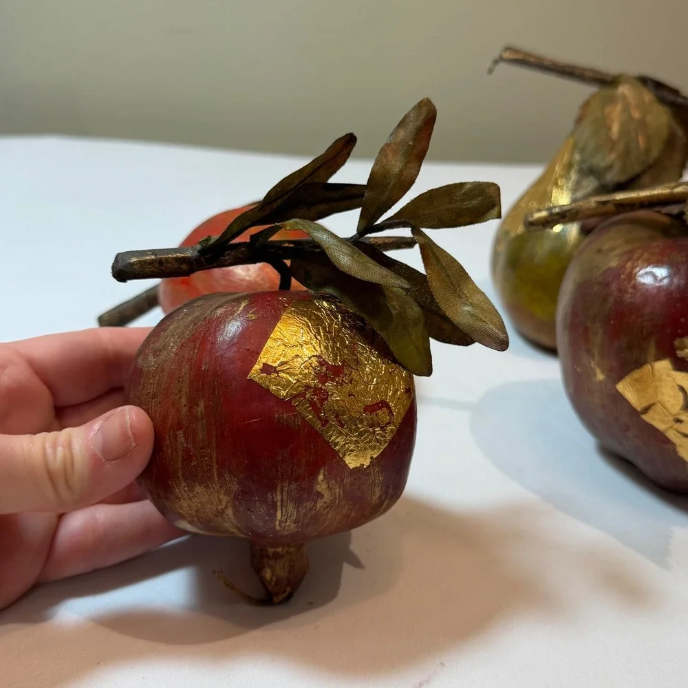 Set of 4 Gold Leaf Decorative Faux Fruit‎ Centerpiece Decor